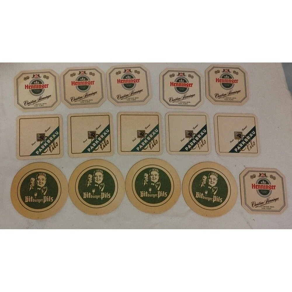 Vintage Beer Coasters Lot 15 Brewery. Henninger. Parkbrau Pils. Bitburger Pils.